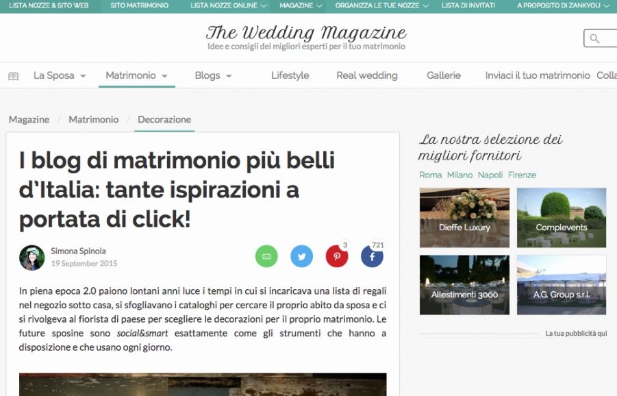Zankyou weddings: la classifica dei miglior wedding blog italiani Zankyou weddings: la classifica dei miglior wedding blog italiani