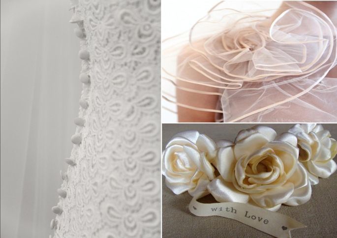 pizzo macramè, organza e raso pizzo macramè, organza e raso