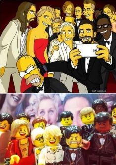 Simposon e Lego copiano il slefie degli Oscar Simposon e Lego copiano il slefie degli Oscar