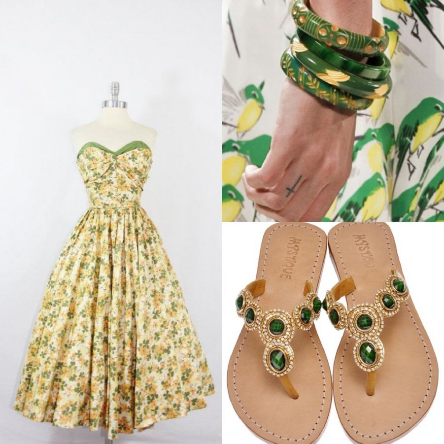 abito e accessori per damigelle - verde e oro abito e accessori per damigelle - verde e oro