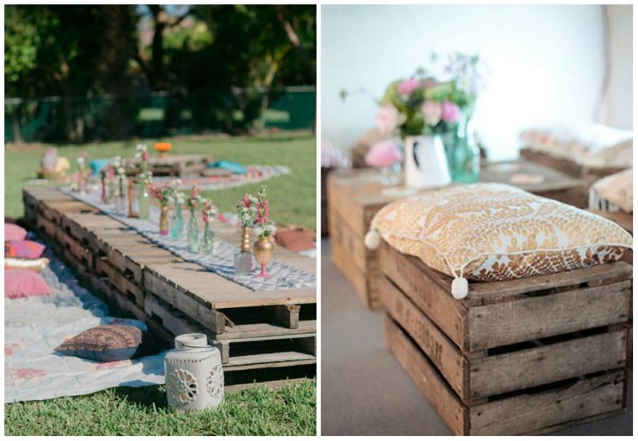 idee matrimonio: zona relax con bancali