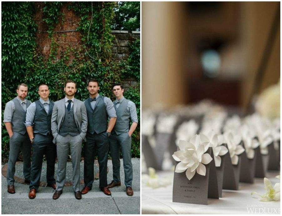 sposo e testimoni in grigio