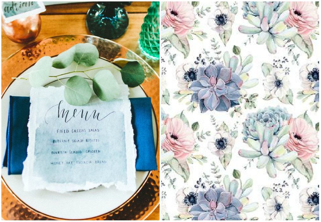 blue navy e pattern florale per matrimonio estivo