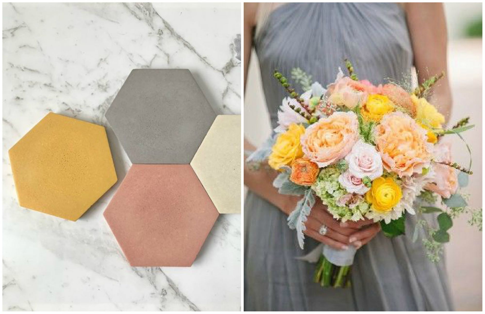 giallo grigio e rosa palette matrimonio