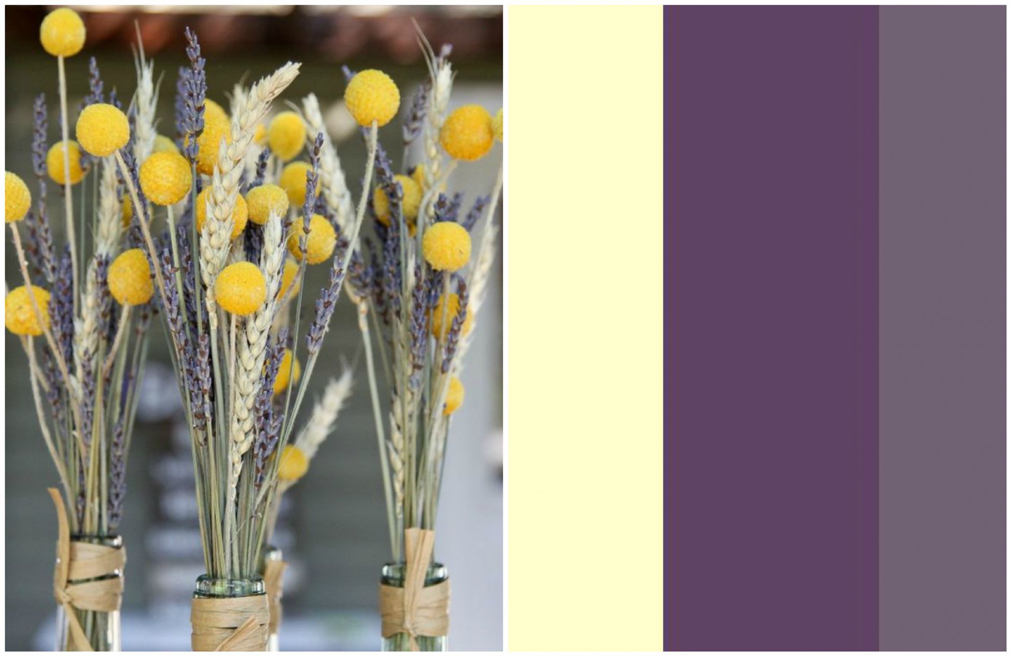 giallo, grigio e viola palette matrimonio